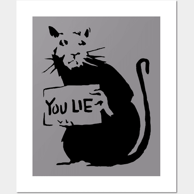 Banksy style Rat You Lie Stencil Street Artisit Graffiti Wall Art by Closeddoor